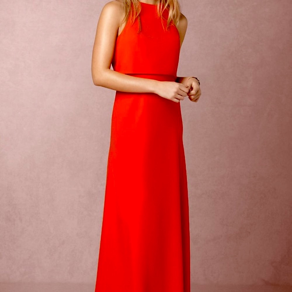 Jill Stuart Iva Crepe Maxi Dress in Tangerine